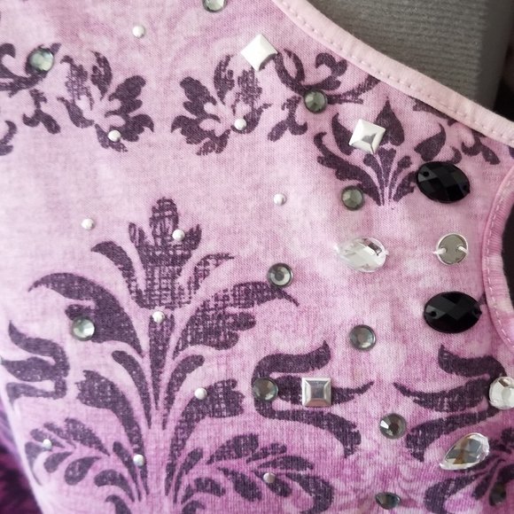 Gloria Vanderbilt Purple Hombre Embellished Top Lg - Picture 10 of 15